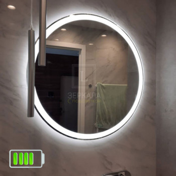 Зеркало круглое с подсветкой для ванной комнаты Латина на батарейках (аккумуляторе)